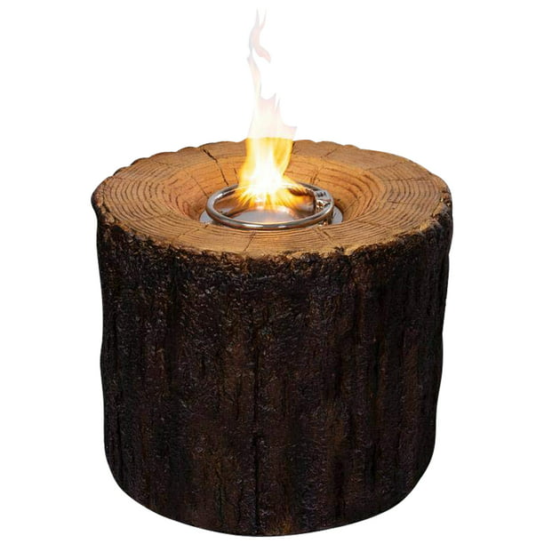 28 in. MGO Wood Stump Propane Fire Pit - Walmart.com