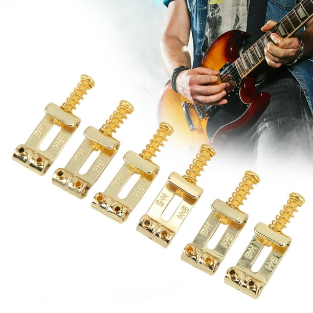 Zaqw Electric Guitar Bridge Saddles Metal Golden Guitars Accessories With Screws Springs Wrench