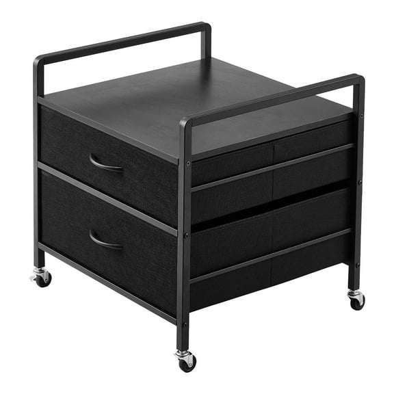 Mini Fridge Stand with 2 Storage Drawers, 176 lbs Capacity, Black - Compact Refrigerator Table