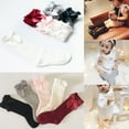 thumbnail image 1 of Bébés Filles Bas Hauts Bas Coton Noeud Genou Ruban Serré Chaussettes Ensemble, 1 of 5