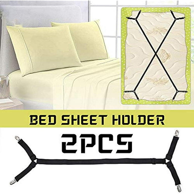 Bed Sheet Holder Straps, Adjustable Elastic Crisscross Sheets