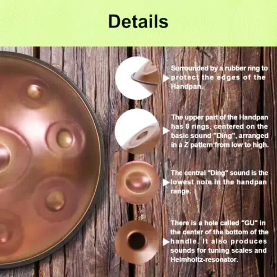 Stainless steel hand drum pure hand-made gold ten-tone hand disc clear sound strap bag suitable for beginners