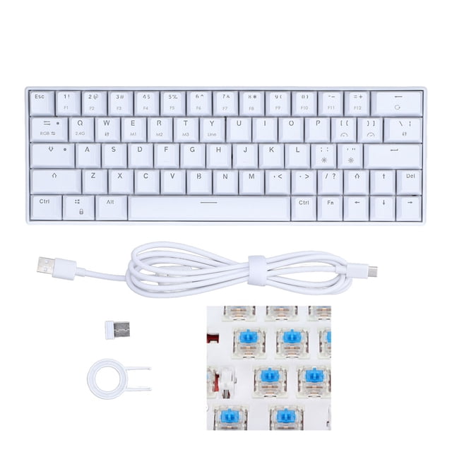 Teclado mecánico 64 teclas RGB inalámbrico 2,4G BT3.0 5,0 tipo C conexión por cable ergonómico teclado mecánico blanco interruptor azul