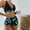 Blue, variant on Bathing Suit for Women- Solid Strap Deep V Sexy Split Set Three-piece Swimming Suit Swimwear Blue