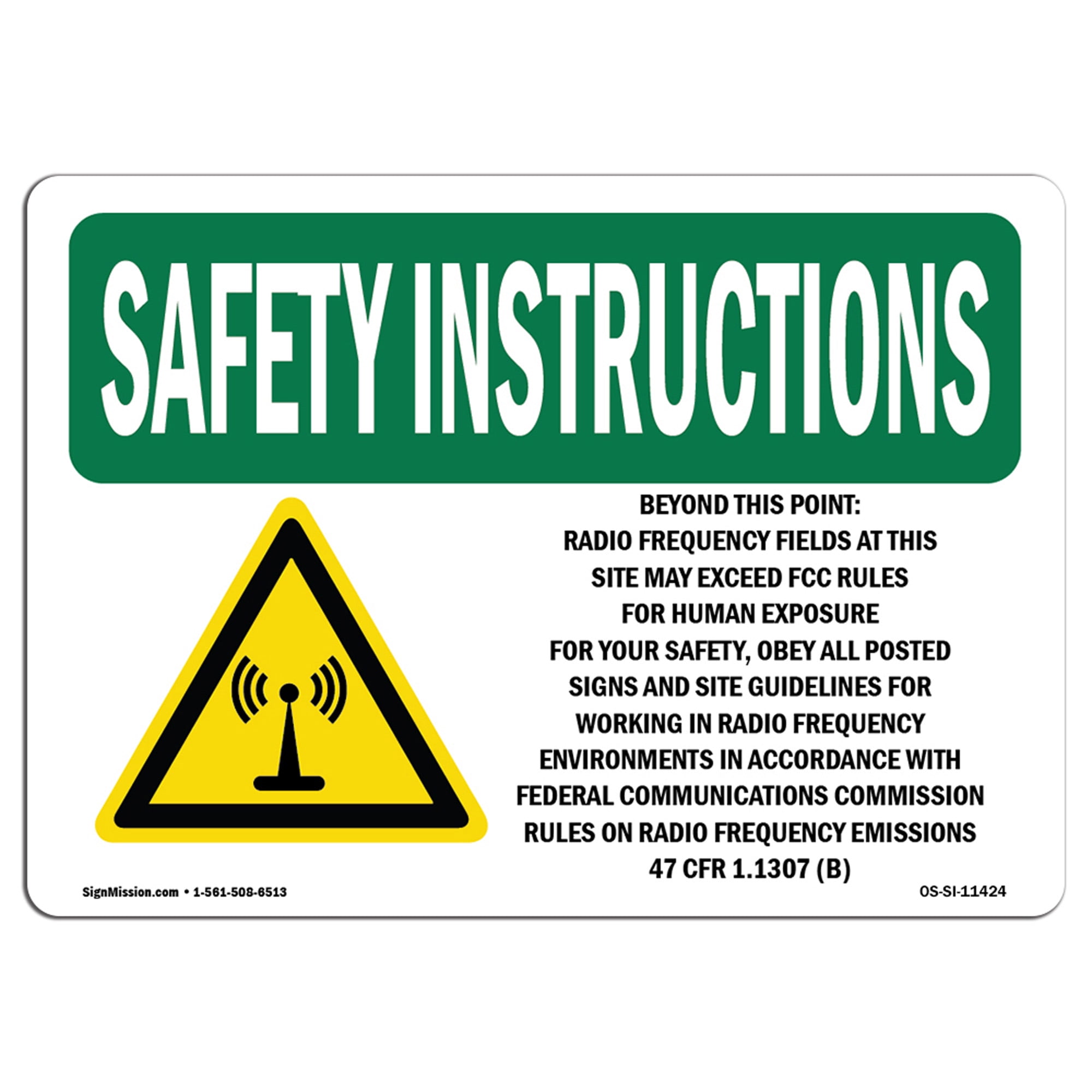 OSHA SAFETY INSTRUCTIONS Sign - Beyond This Point Radio Frequency With ...