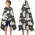 thumbnail image 3 of Halloween Ghost Boo Pattern Hooded Bath Towel，50"x30" for Ages 3 To 12 Kids, Quick Dry Lightweight Soft Microfiber Hood Beach Towel Cover Up for Kids, 3 of 7