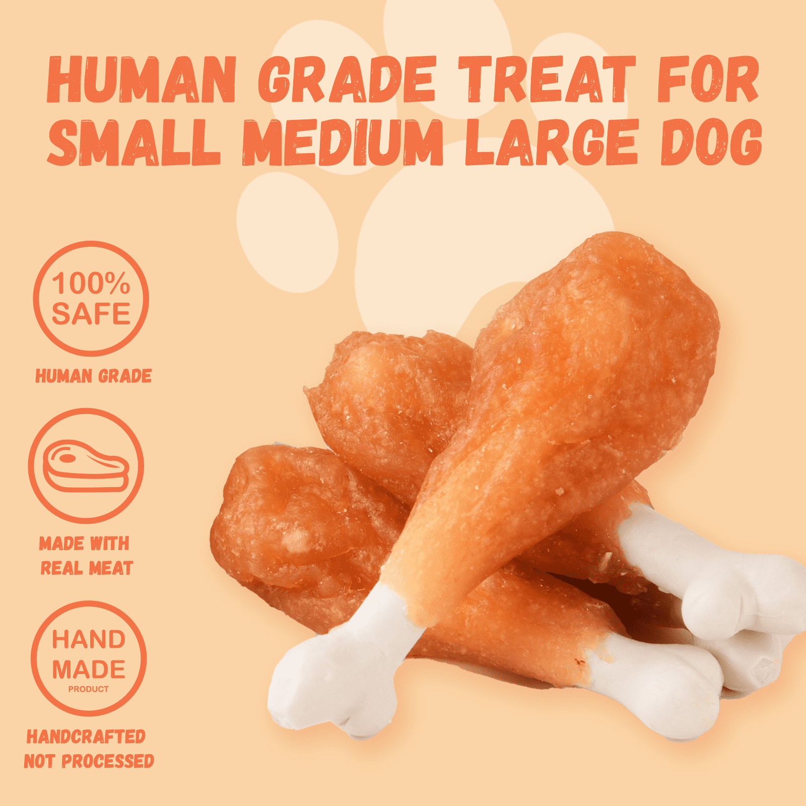 (2 pack) Pawmate Chicken ＆ Calcium Bone, Rawhide Free Teeth Cleanning Treats for All Dogs, 18-19 pcs