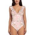 thumbnail image 2 of Yiaed Easter Bunny Print Women's Ruffled One Piece Swimsuit V Neck Swimwear Slimming Monokini for Woman-Large, 2 of 8