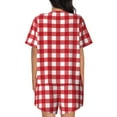 thumbnail image 3 of Bixox Women's Red Checkboard Printed Pajama Set 2 Piece Lounge Set Top and Shorts Soft Pajamas, Shorts with Pockets, 3 of 7