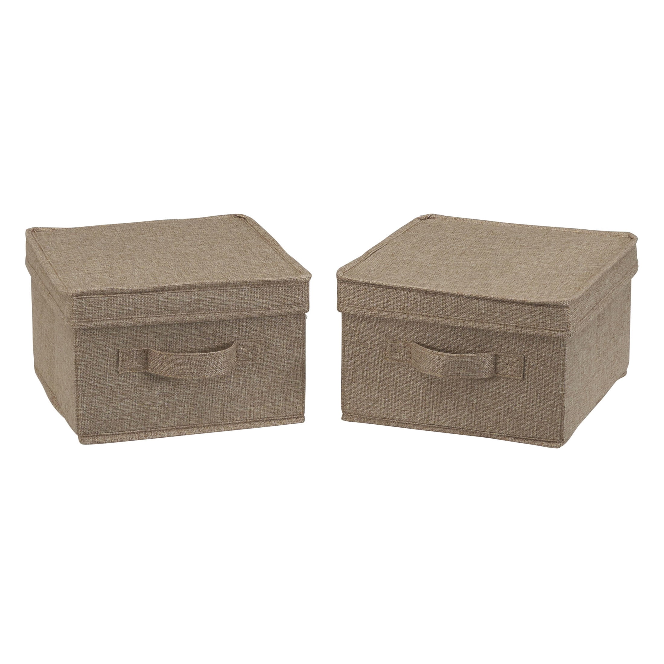 Household Essentials Medium Fabric Storage Bins, Set of 2, Storage Box with Fully Removable Lid, Luxe Latte Fabric