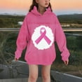 thumbnail image 2 of MKOSPLRT In October We Wear Pink Shirts Kids Long Hoodies Oversized Long Sleeve Drop Shoulder Pullover Tops Pink Ribbon Graphic Hoodies 3-14Y, 2 of 6