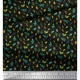 thumbnail image 2 of Soimoi Black Japan Crepe Satin Fabric Leaves Clip Art Printed Fabric 1 Yard 42 Inch Wide, 2 of 3