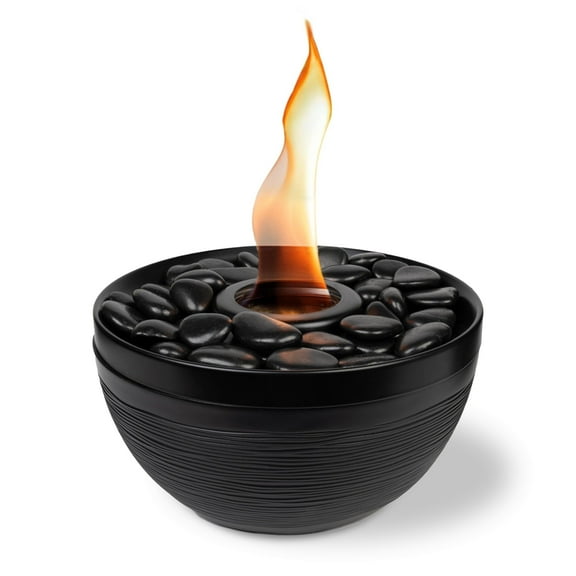 Sterno Tabletop Fire Pit Medium Smokeless Mini Fireplace for Indoor Outdoor Patio & Balcony Decor, Portable Fire Pit 9.5" x 5.25" - Onyx