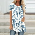 thumbnail image 2 of IROINNID Summer Tunic Tops For Women Printed Round-Neck Loose Short Pullover Sleeve Tops Blouse Spring, 2 of 5