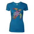 thumbnail image 2 of Colorful Rainbow Sea Turtle Animal Lover Womens Slim Fit Junior Tee, Turquoise, Small, 2 of 3