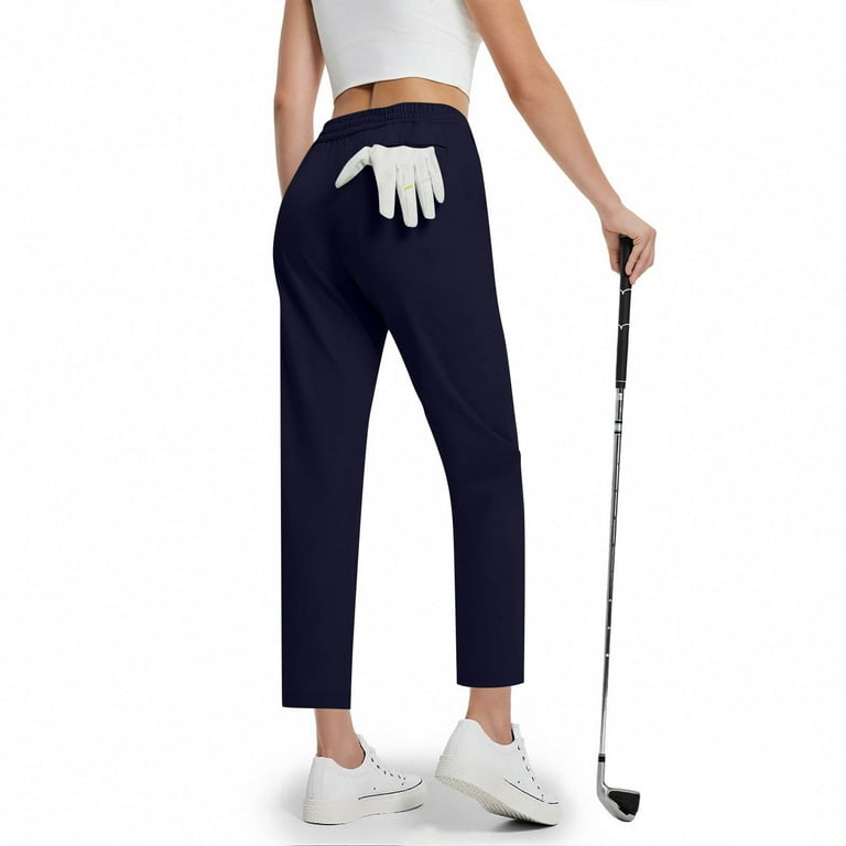 DPTALR Women's Stretch Lightweight Golf Pants,7/8 Ankle with Zip