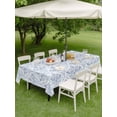 thumbnail image 5 of 54x80 Inch Outdoor Tablecloth with Umbrella Hole Zipper Rectangle Blue Boho Rectangular Tablecloths Outside Waterproof Middle Century Traditional Floral Pattern Patio Table Cover for Picnic Party, 5 of 8