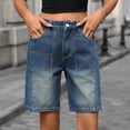 thumbnail image 2 of Idoravan Denim Shorts Women 7 Inch Jean Shorts Womens Women's Button Solid Color Pants Pocket Elastic Waist Jeans Shorts, 2 of 8
