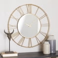 thumbnail image 2 of DecMode 30" Gold Metal Open Frame Wall Clock with Center Mirror, 2 of 8