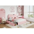thumbnail image 5 of Twin Bed Frame with Storage Headboard & Bookcase, 2 Drawers, Boucle Upholstered Platform Bed. No Box Spring Needed, Easy Assembly, Ivory White., 5 of 6