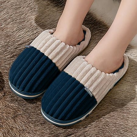

STEADY Cat Slippers Plush Shoes For Men Platform Soft Cotton Fabric Slippers Navy / 42