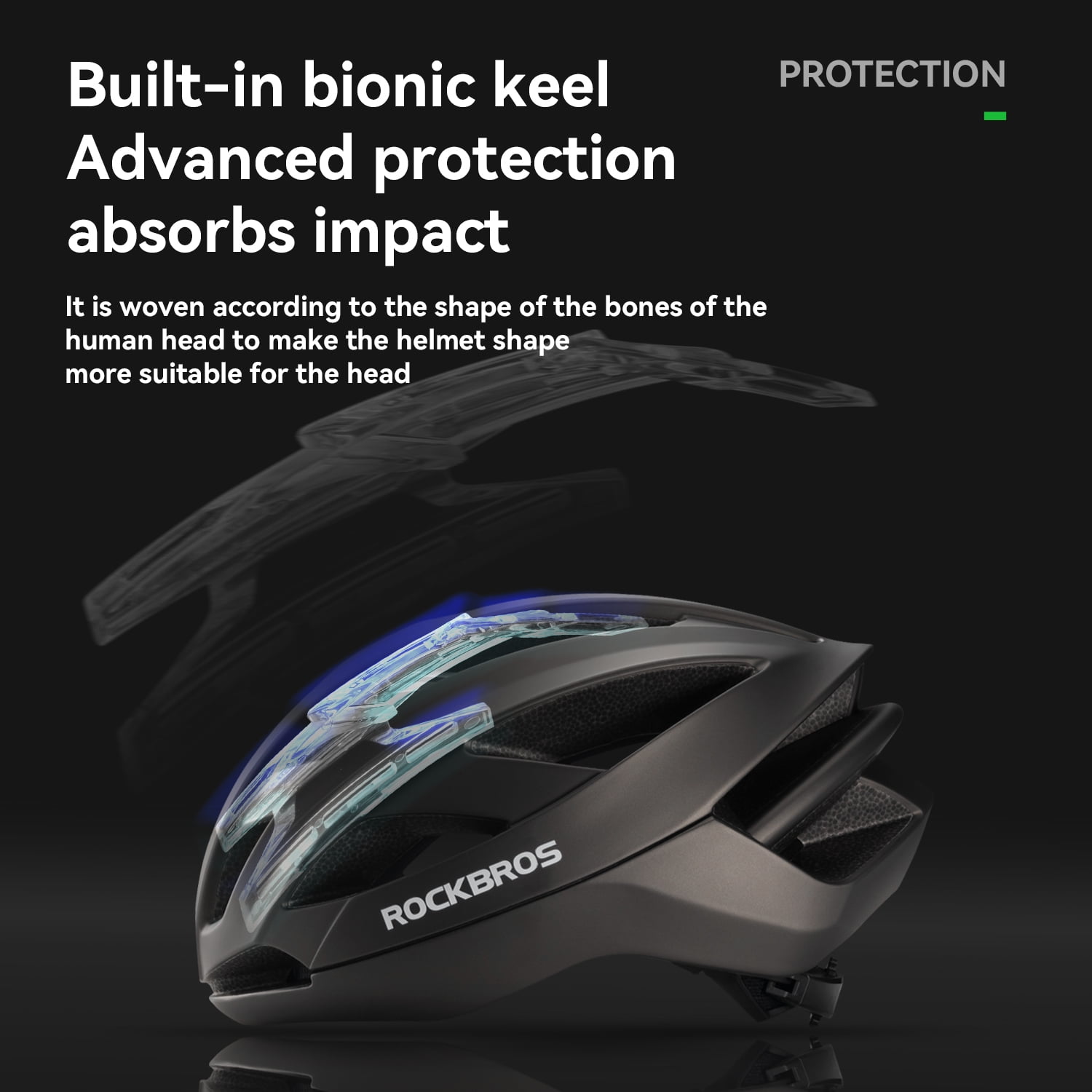 ROCKBROS Cycling Helmet Keel Structure Hardcore Protection One-piece 3D Lining Modling Quick-release Magnetic Buckle Bike Helmet