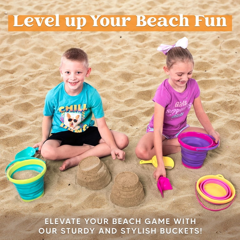 Dreamon 28-Piece Beach Toys Set For Kids - Collapsible Sand Buckets & Molds With Storage Bag