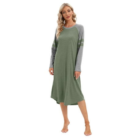 

Women s Nightgown Long Sleeve Sleepshirt Soft Nightshirts O Neck Sleep Dress Loose Comfy Boyfriend Style Pajama Sleepwear