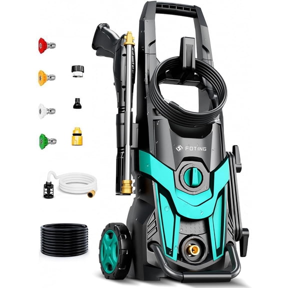 2026Upgraded Electric Pressure Washer, 4300 PSI 2.8 GPM Power Washer 58FT Total Long with 4 Quick Connect Nozzles, Inlet Hose & Filter& Foam Cannon for Cars/Fences/Driveways/Home Cleaning