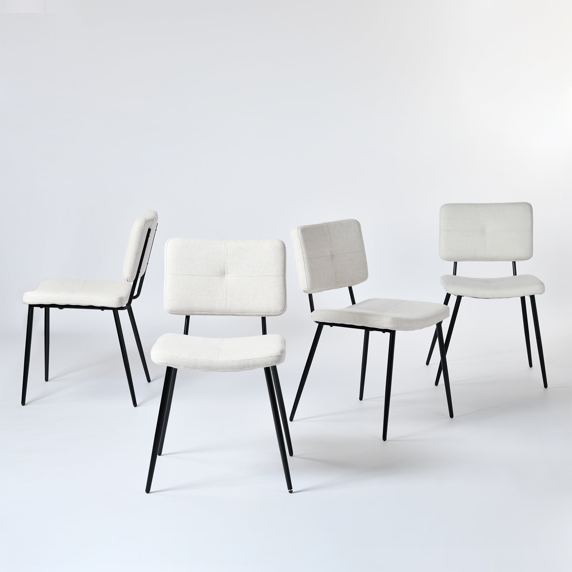 Homy Casa Desk Chairs Set of 4, Upholstered Chairs for Home Office and Remote Workspaces，Beige
