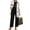White #3, variant on KDDYLITQ Womens Summer Outfits 3 Piece Open Front Long Sleeve Floral Jacket Matching Straight Leg Pant Vocation Casual Lounge Sets with Pockets Beige M