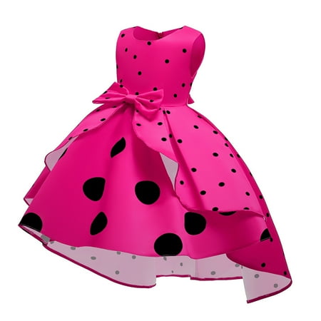 

Cathalem Skater Dress Pageant Gown Wedding Party Print Girls Child Kids Dress Dot Princess Flower Outfits for Baby Girls Dress Hot Pink 9-10 Years