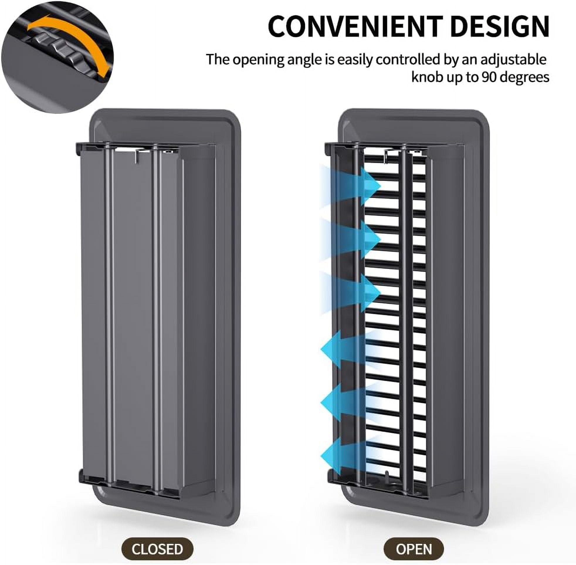 Black Premium Steel Adjustable 4" x 10" Floor Register Vent Cover 6-Pack for Home