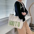 thumbnail image 2 of Bolso de mano de gran capacidad, sencillo, con cadena de letras, bolso de hombro, bolso de compras retro para mujer, 2 of 5