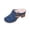 Blue, variant on Women's Fleece Lined Mule Clogs Closed Toe Chunky Block Heel Slippers Solid PU Winter Warm Slip-On Shoes with Unique Curved Metal Buckle for Indoor Outdoor