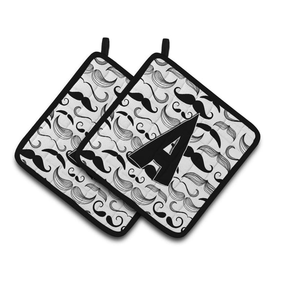 Carolines Treasures CJ2009-APTHD Letter A Moustache Initial Pair of Pot Holders, 7.5HX7.5W, multicolor