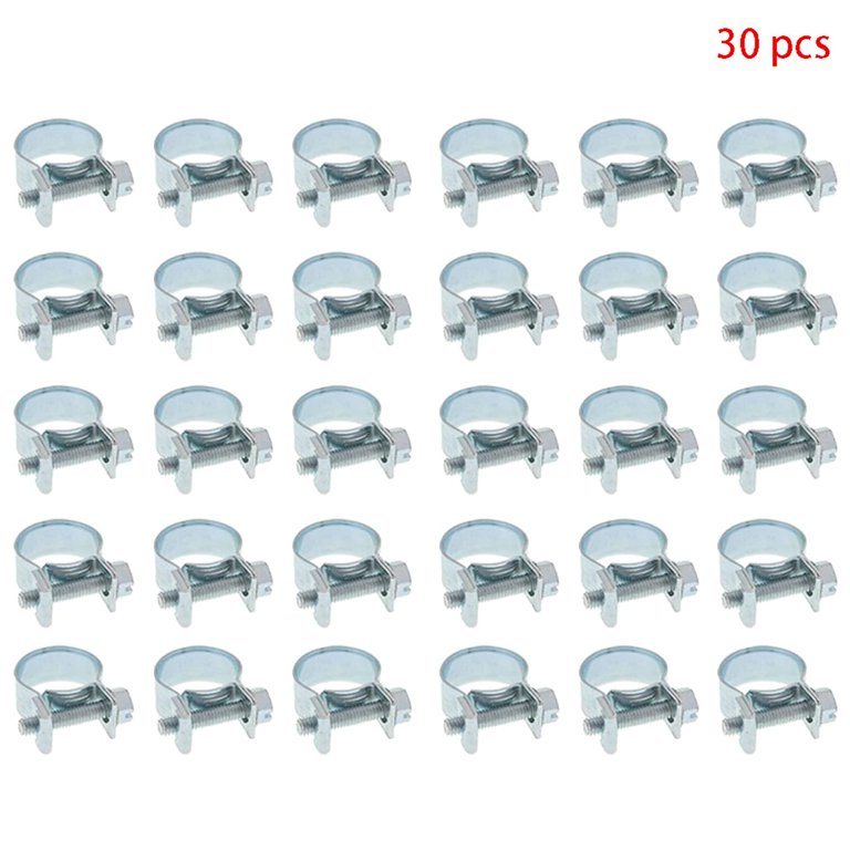 30-Pack 3/8in Fuel Injection Hose Clamps – Zinc-Plated Pipe Clamp Assortment For Automotive, Plumbing & Mechanical Use