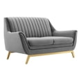 thumbnail image 2 of Modway Winsome Channel Tufted Performance Velvet Loveseat in Gray/Gold, 2 of 9