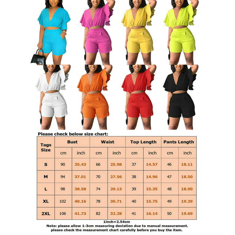 UKAP Women Crop Top and Shorts Set 2 Piece Elastic Waist