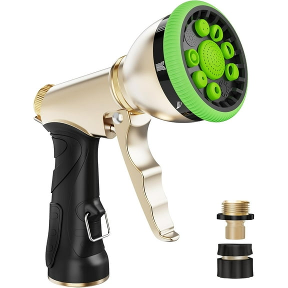 Garden Hose Nozzle, Heavy Duty Metal Hose Sprayer Nozzle, 9 Adjustable Spray Patterns, High Pressure Hose Sprayer for Watering Plants, Lawns, Car and Pet Washing
