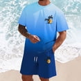 thumbnail image 2 of FUZHIQ Loose Fit Casual Men's Ombre Gradient 2 Piece Outfit Set Sunset Tree Print Short Sleeve T-Shirt & Shorts Summer Beach Holiday Outfit,XXXL, 2 of 5