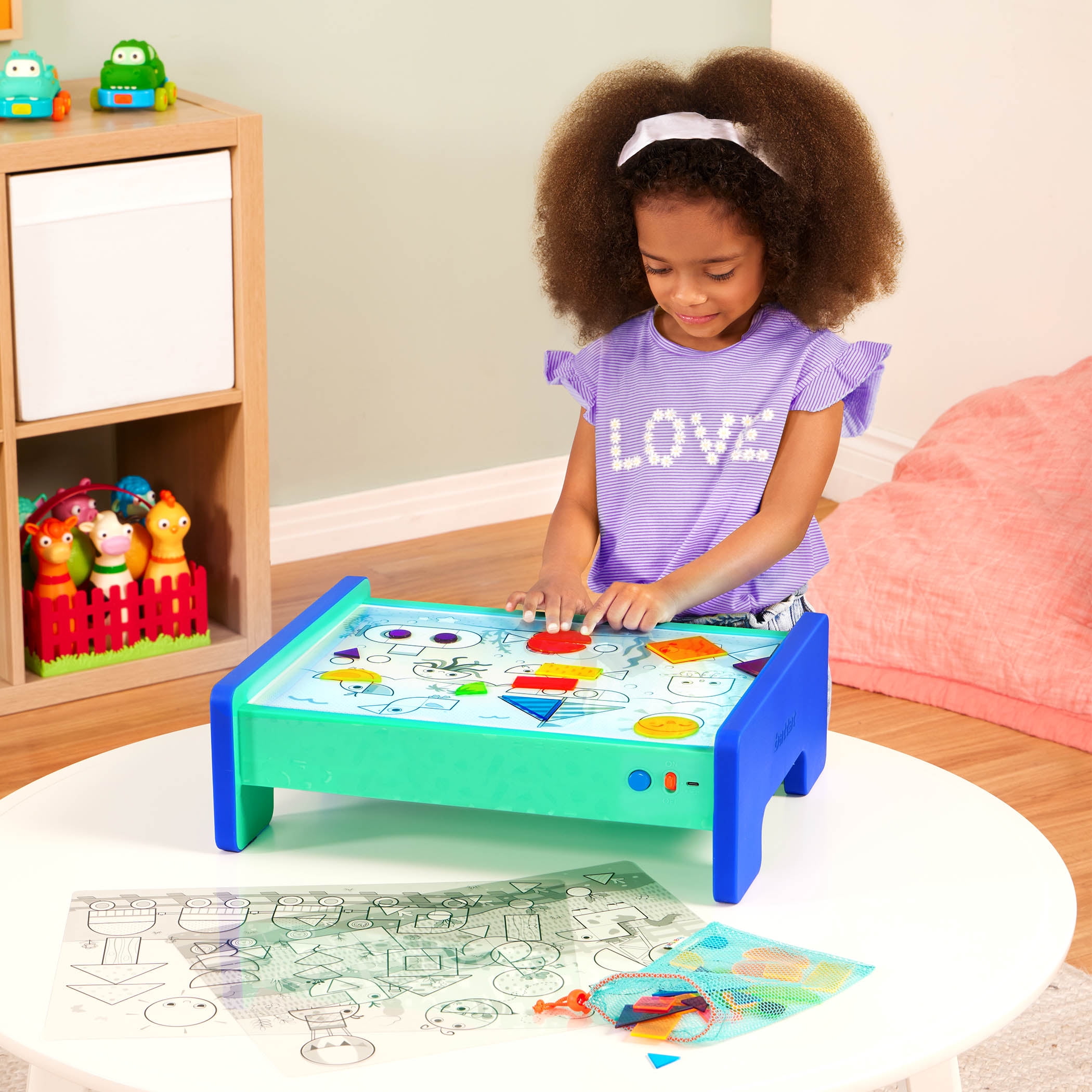 Battat Shine Bright Plastic Lightbox 60 Shapes 3 Transparency Sheets, Toddler and Preschool Toys