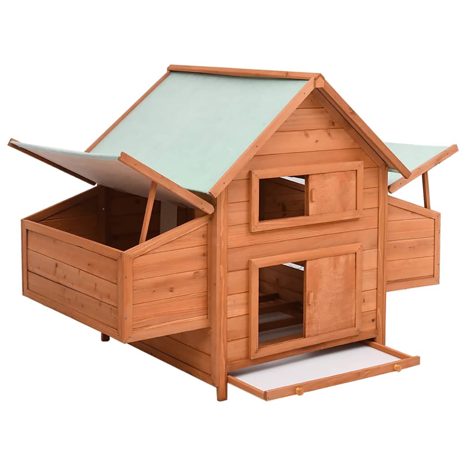 Pefilos 59.8" Wooden Rabbit Hutch Outdoor for Water-Resistant Roofs, Rabbit Cages for Indoor, Large Hen House with Nest Boxes, Orange Pefilos 59.8" Wooden Rabbit Hutch Outdoor for Water-Resistant Roofs, Rabbit Cages for Indoor, Large Hen House with Nest Boxes, Orange