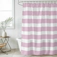 thumbnail image 6 of Polyester Fabric Pink Stripe Shower Curtain, Modern Simple Geometric White Striped Waterproof Bathtub Curtain Bathroom Decor Set with Hooks 72 x 96 Inches, 6 of 6