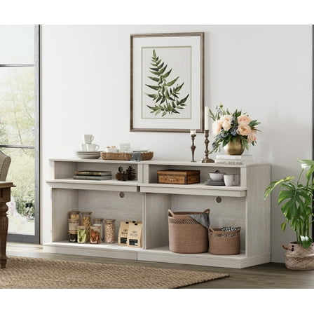 WAMPAT set of 2 Multifunctional Storage Cabinet for Living Room,Sideboard Buffet Coffee Bar Cabinets with Open Shelf