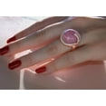 thumbnail image 4 of Pink Crystal Moonstone Diamond Ring Unisex Alloy Inlay Jewelry with Semi Precious Stones Gentle Shine Everyday, 4 of 5
