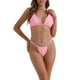 thumbnail image 1 of Conjuntos de bikini halter para mujer INSPIRE CHIC de 2 piezas con lazo doble en la parte trasera, bottoms triangulares, trajes de baño, pequeño, rosa, 1 of 5