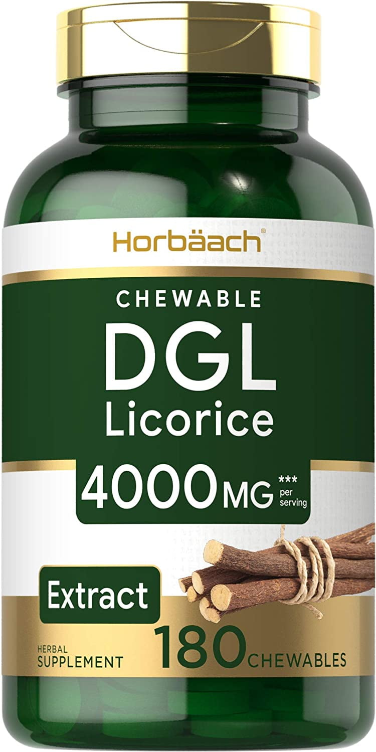 DGL Licorice Chewable Tablets 4000 mg 180 Count Vegetarian, Non