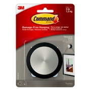 Command Decorative Knob Round, Brushed Nickel/ Slate, Medium, 1 Knob, 4 Strips/Pack