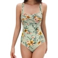 thumbnail image 1 of Mujer La Traje de baño De Una Pieza Trajes de baño Sin Espalda Fruncida Impresión -Gray Green-E CH Impresión -Gray Green-E CH Xishao ropa, 1 of 2
